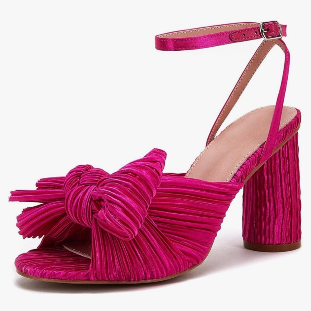 Hot Pink Chunky Heel Sandals